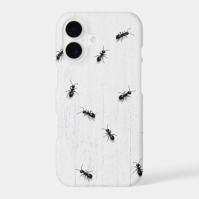 Black Ants on Whitewashed Wood iPhone Case (Back)
