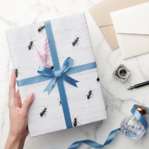 Black Ants on Whitewashed Wood Wrapping Paper