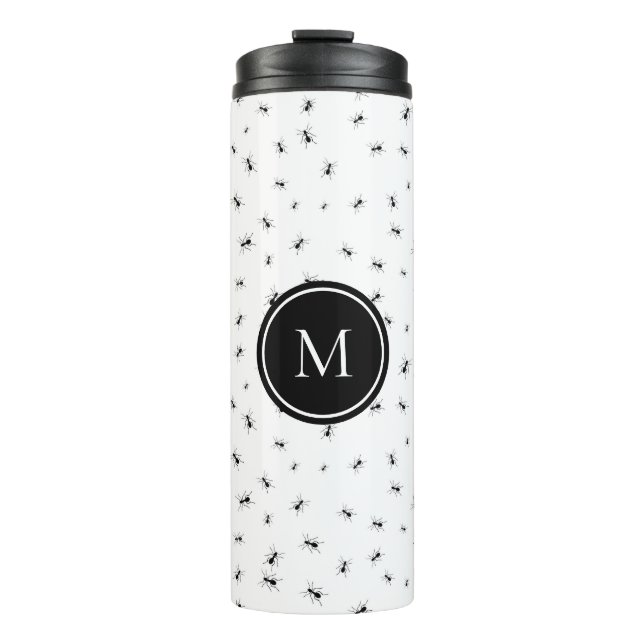 Black Ants Pattern Monogram Thermal Tumbler (Front)