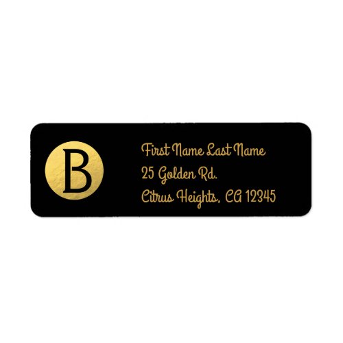 Black any color Gold Foil Modern Monogram Chic Label