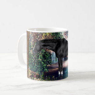 Black Appaloosa Horse Waterfall Background Coffee Mug
