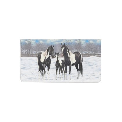 Black Appaloosa Horses In Snow Checkbook Cover