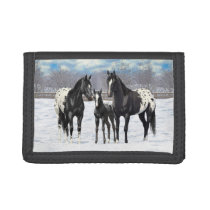 Black Appaloosa Horses In Snow Tri-fold Wallet Black Appaloosa Horses In Snow Tri-fold Wallet