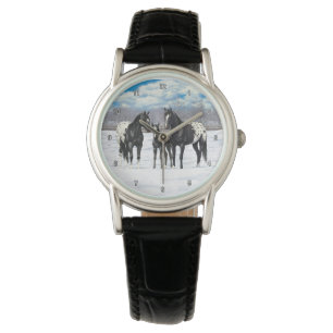 Black Appaloosa Horses In Snow Watch