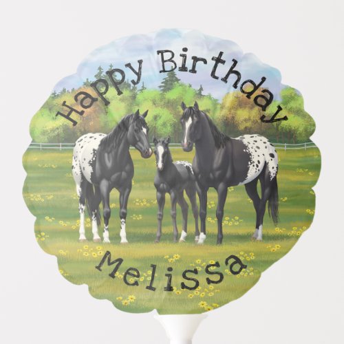 Black Appaloosa Horses In Summer Pasture Balloon