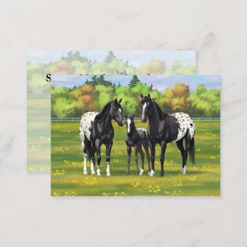 Black Appaloosa Horses In Summer Pasture Business Card