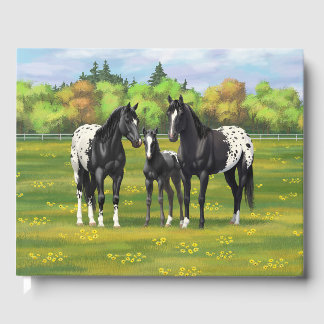 Black Appaloosa Horses In Summer Pasture Guest Book