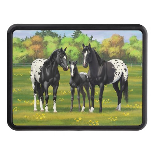 Black Appaloosa Horses In Summer Pasture Hitch Cover
