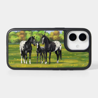 Black Appaloosa Horses In Summer Pasture iPhone 17 Case