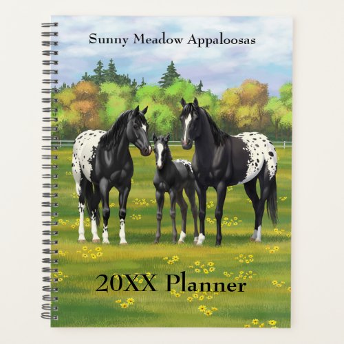 Black Appaloosa Horses In Summer Pasture Planner