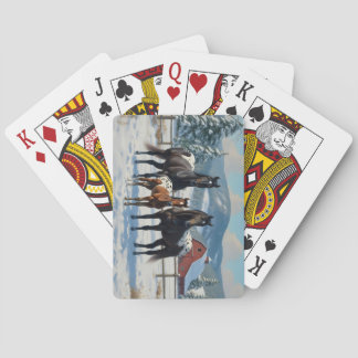 Black Appaloosa Horses on a Farm in Winter Poker Cards