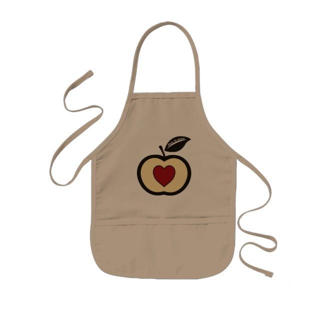 Black Apple + Red Heart Logo Food to Grow Kids' Apron (Front)