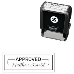 Black 'APPROVED' with Custom Signature Self-inking Stamp