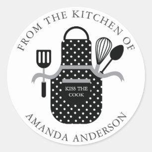 Black Apron Kiss the Cook From the Kitchen of Classic Round Sticker
