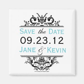Black & Aqua Save the Date Magnet