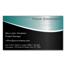 Black Aqua Stainless Steel Magnetic Business Card