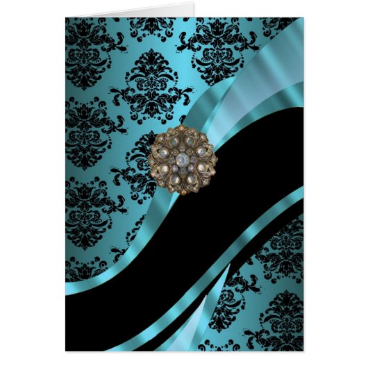 Black & aquamarine damask (Front)