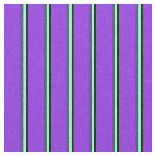 Black, Aquamarine, Dark Slate Gray & Purple Lines Fabric