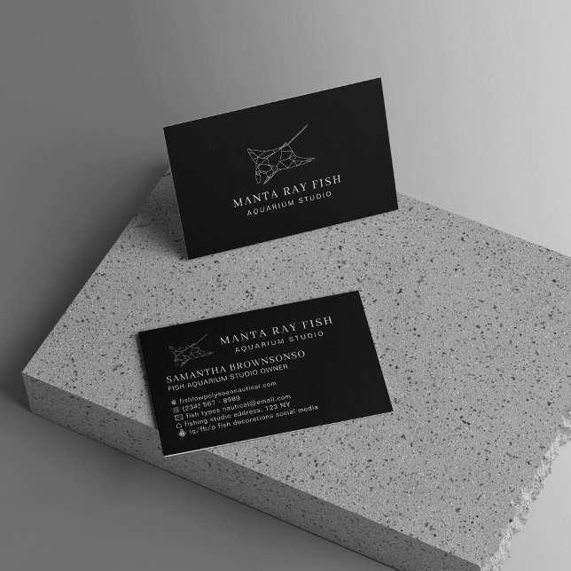 Black Aquarium Fish Manta Ray Business Card (Black Aquarium Fish Manta Ray Business Card)