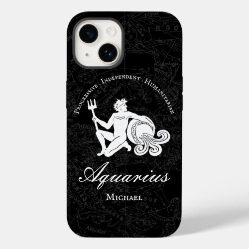 Black Aquarius Zodiac Sign Traits Astrology Custom Case_Mate iPhone 14 Case