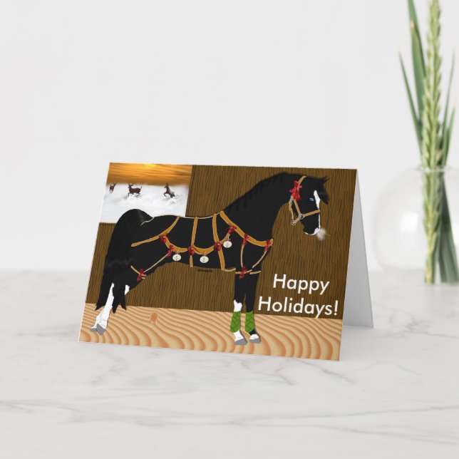 Black Arabian Horse Christmas Holiday Card (Front)