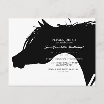 Black Arabian Horse Head Birthday Party Invitation by PaintingPony at Zazzle