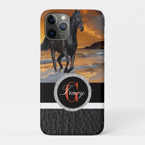 Black Arabian Running On The Beach 11 iPhone 11 Pro Case