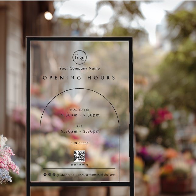 Black Arch Company Logo QR code Opening Hours Acrylic Sign (Black Arch Company Logo QR code Opening Hours Acrylic Sign)