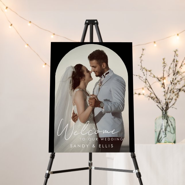 Black Arch Custom Wedding Photo Welcome Foam Board (In Situ (Stand))