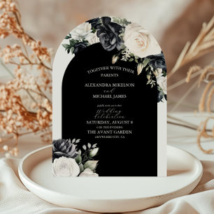 Black Arch Floral Classic Wedding Invitation