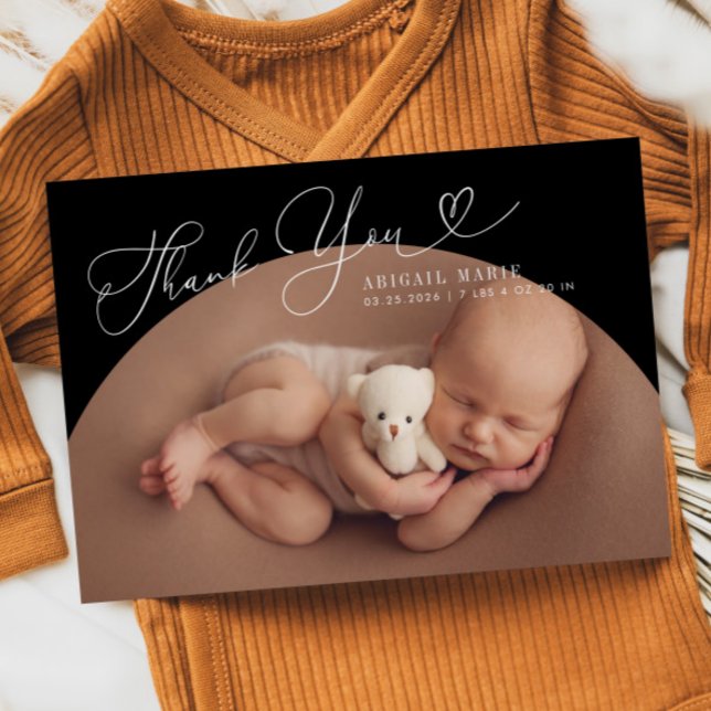 Black Arch Frame Thank Yoy Birth Announcement (Creator Uploaded)