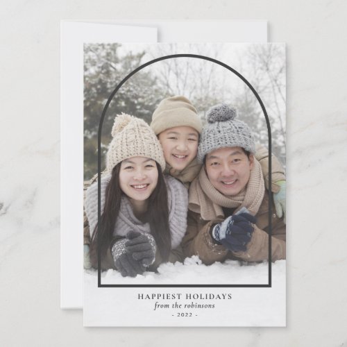 Black Arch Overlay Simple Holiday Photo Card