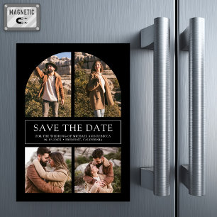 Black Arch Photo Collage Wedding Save the Date Magnetic Invitation