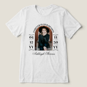 Black Arched Photo Add Dates Forever In Our Hearts Tri-Blend Shirt