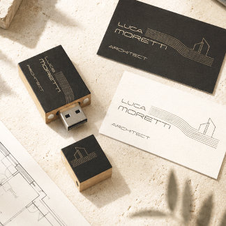 Black Architect Modern Minimal Wood Flash Drive