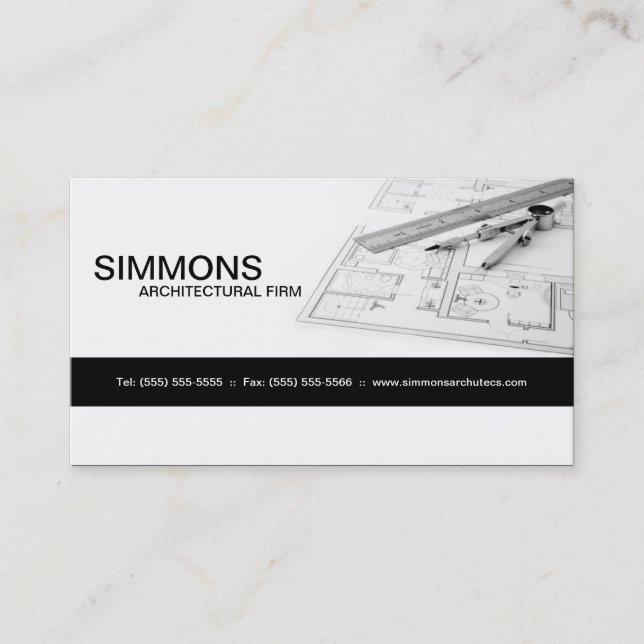 Black Architectural Blue Print Business Card (Front)