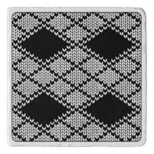 BLACK ARGYLE KNIT Marble Stone Trivet