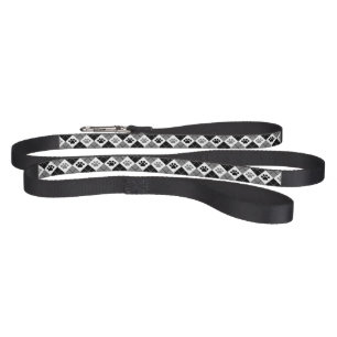 Black Argyle Paw Print Pet Leash
