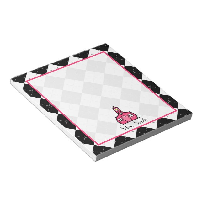 Black Argyle Teacher Notepad (Angled)