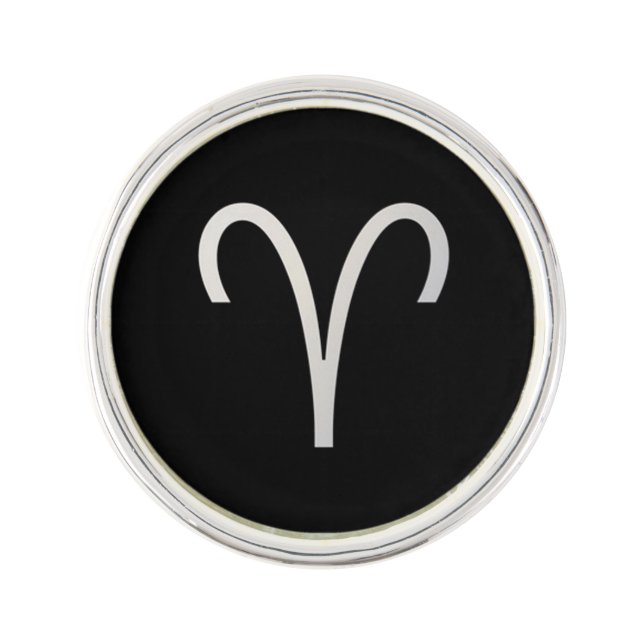 Black Aries Zodiac March 21 - April 19 Astrology Lapel Pin (Front)