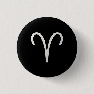 Black Aries Zodiac March 21 - April 19 Astrology Pinback Button