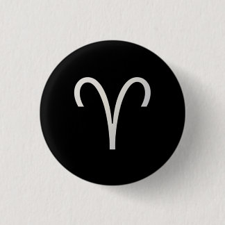 Black Aries Zodiac March 21 - April 19 Astrology Pinback Button