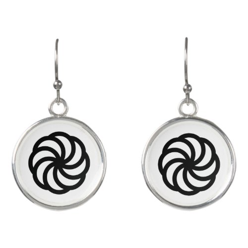 Black Armenian Eternity Symbol on White Earrings