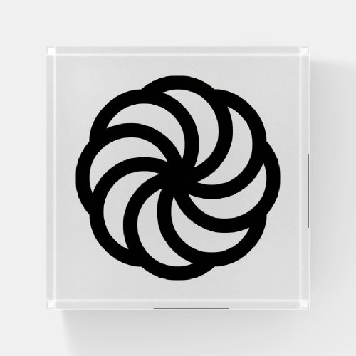 Black Armenian Eternity Symbol on White Paperweight