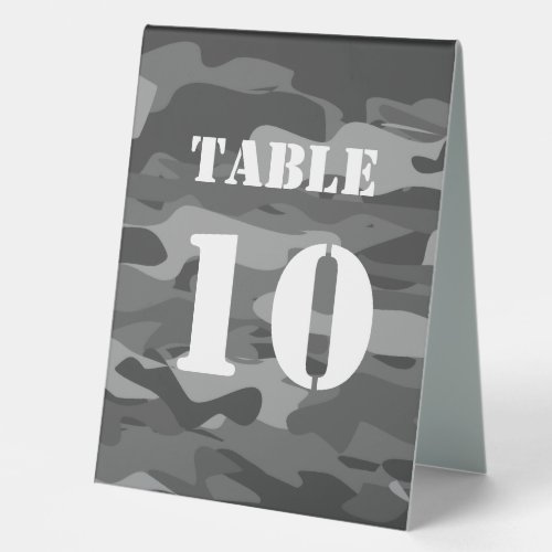 Black army camo camouflage custom table number table tent sign