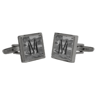 Black army camo cufflinks with custom monogram