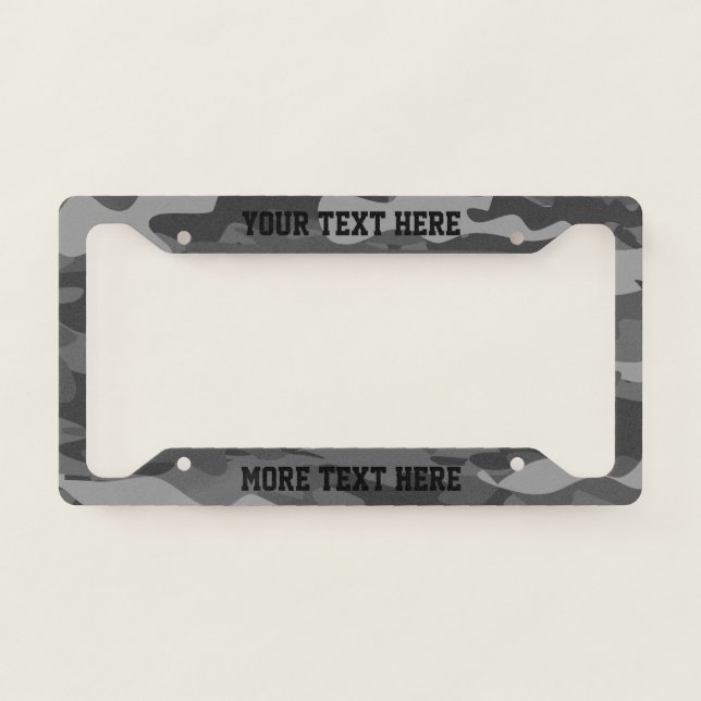 Black army camo military camouflage pattern custom license plate frame (Front)