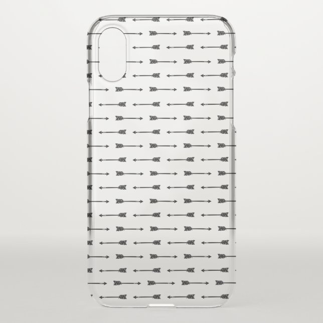Black Arrow Pattern Clear iPhone Case (Back)