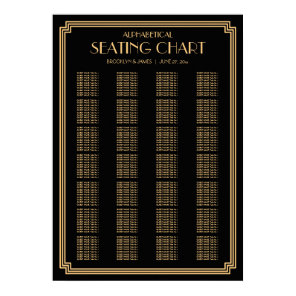 Black Art Deco Alphabetical Wedding Seating Chart