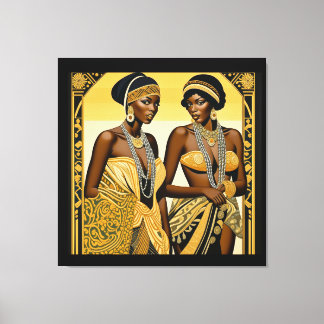 Black Art Deco Beauties Roaring 1920s and 1930s Canvas Print